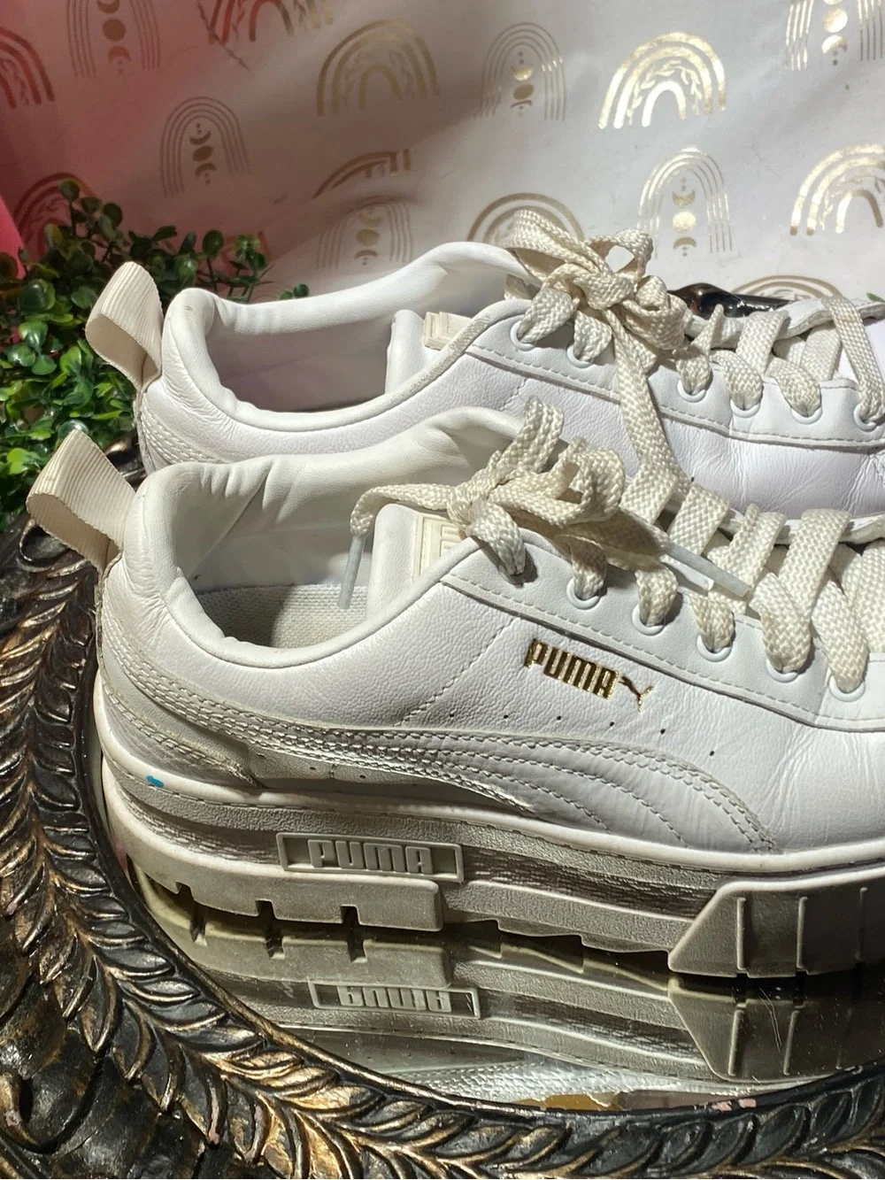 Puma Cream/White Platform Sneakers